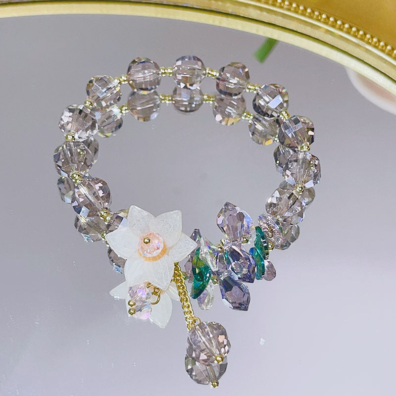 Big Petal Colorful Flower Crystal Bracelet Fashion