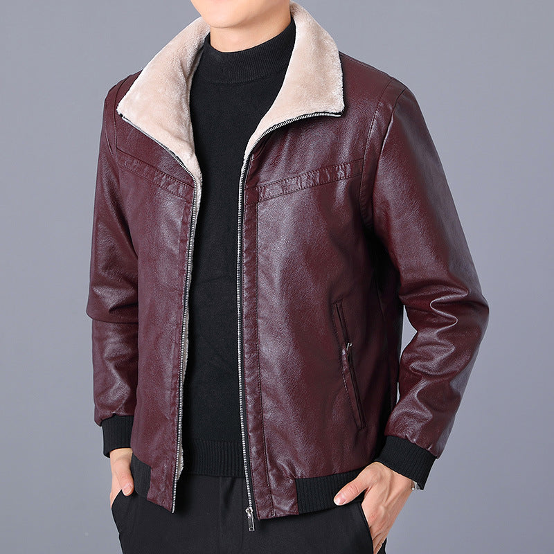 Men's Fashion American Hong Kong Style PU Leather Short Jacket