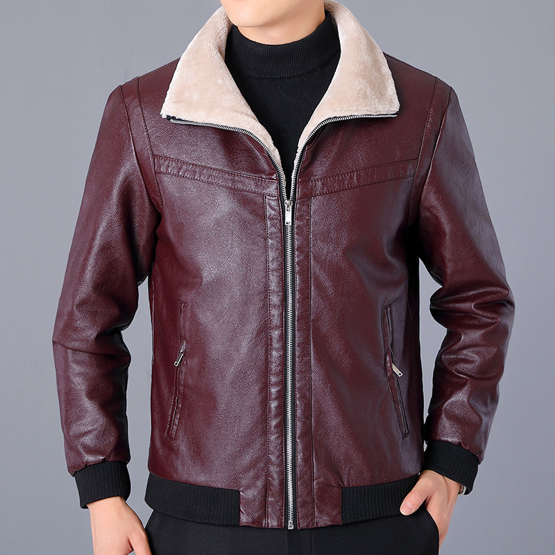 Men's Fashion American Hong Kong Style PU Leather Short Jacket